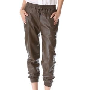 VINCE Brown Lambskin Jogger Pants